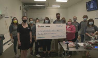 Choice Bank makes donation to Great Plains Food Bank to help curb hunger